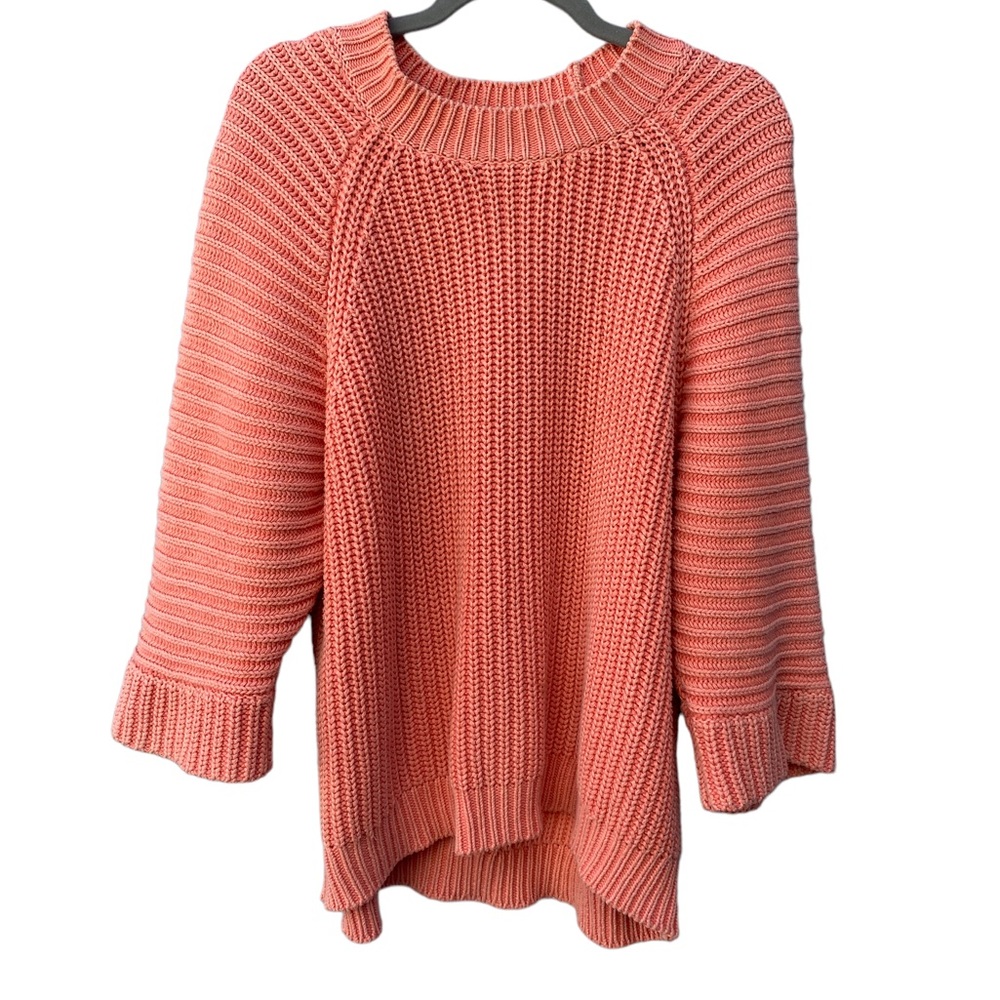 Anthropologie Maeve Women’s M MacKenzie Coral Chunky Knit Ribbed Sweater - Picture 4 of 11
